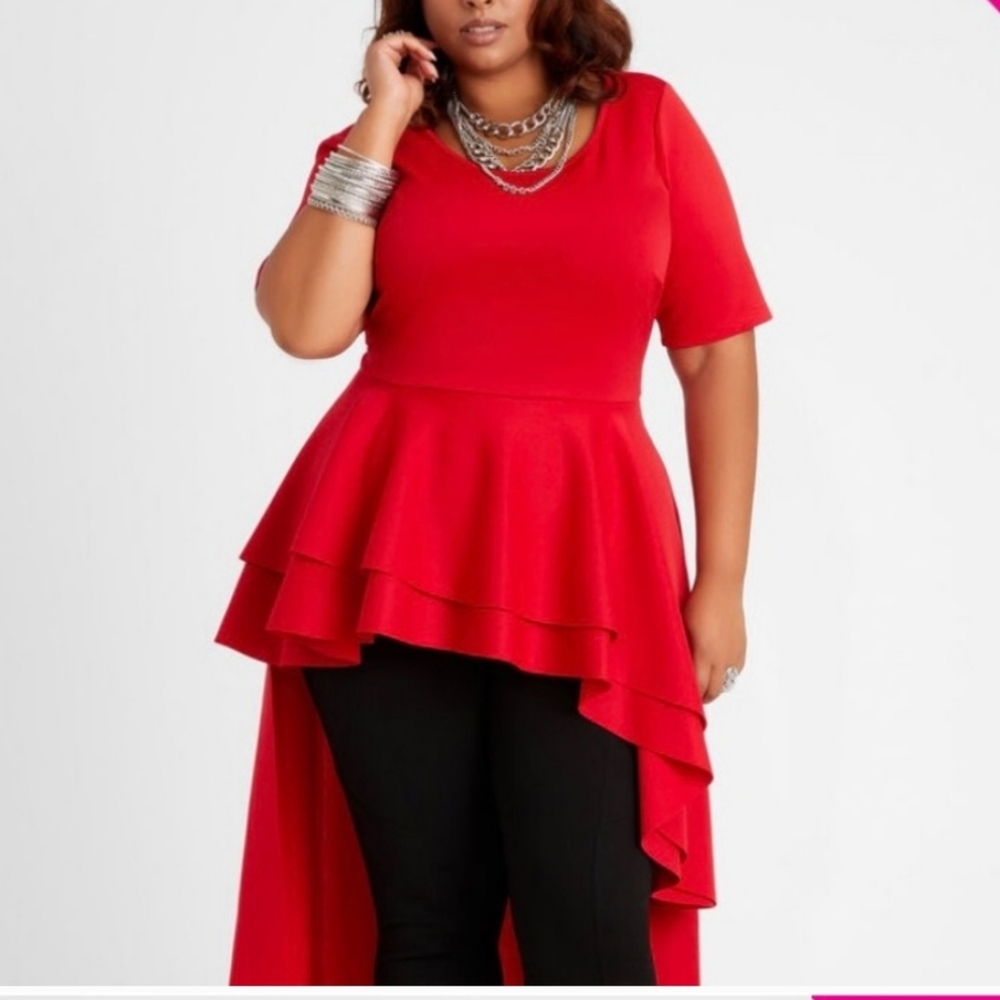 Hi-Low Peplum Blouse